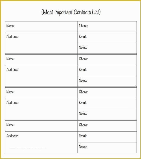 Call List Template Free Of 13 Contact List Templates Pdf Word