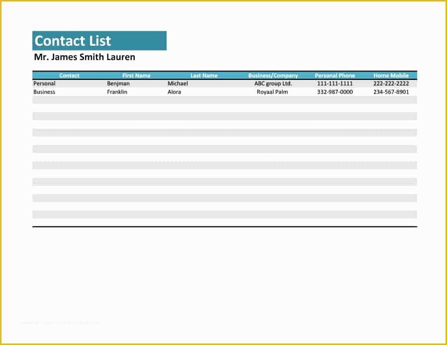 Call List Template Free Of 40 Phone & Email Contact List Templates [word Excel]