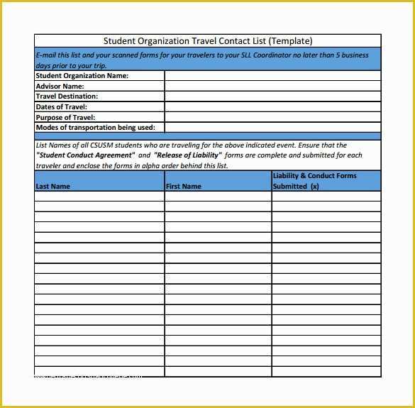 Call List Template Free Of Contact List Template 14 Download Free Documents In Pdf