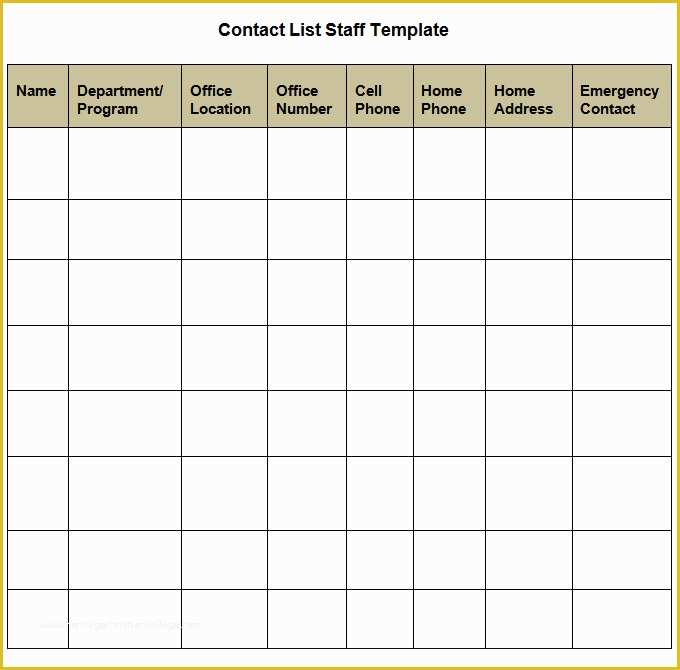 Call List Template Free Of Contact List Template 4 Free Word Pdf Documents