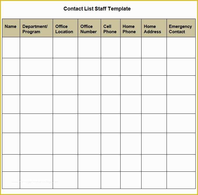 Call List Template Free Of Contact List Template 4 Free Word Pdf Documents