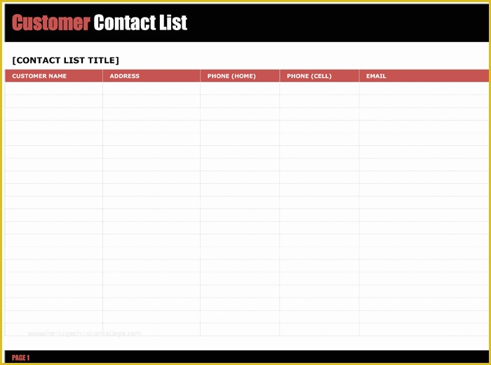 Call List Template Free Of Customer Contact List Template 5 Best Contact Lists