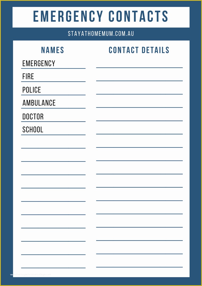 Call List Template Free Of Emergency Contact List