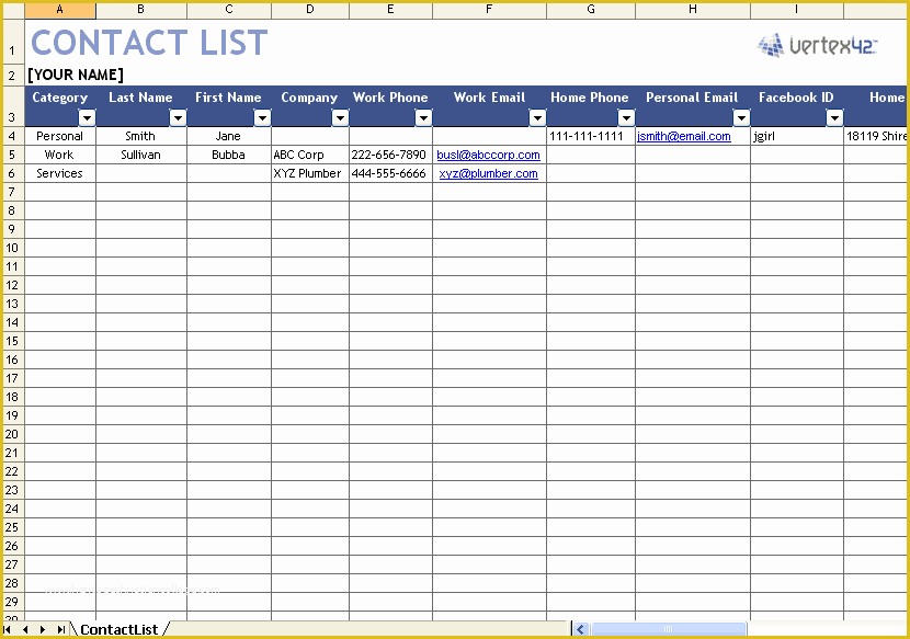 Call List Template Free Of Excel Templates
