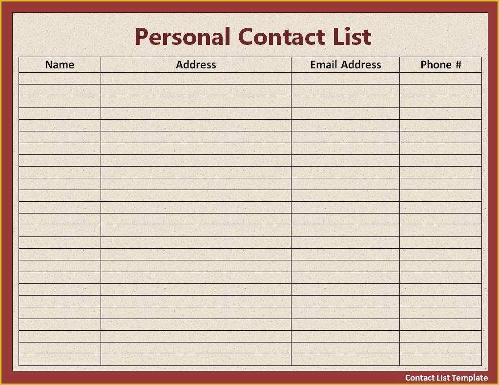 Call List Template Free Of List Templates