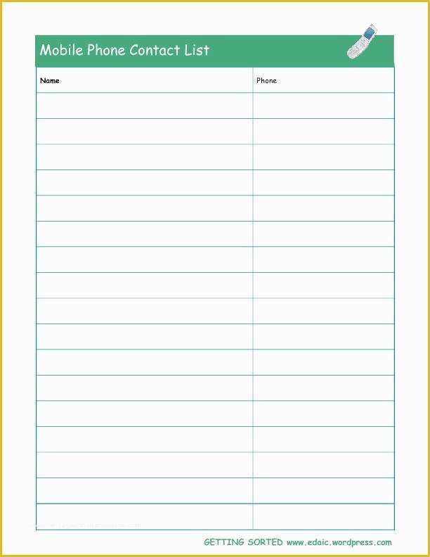 Call List Template Free Of Print Out