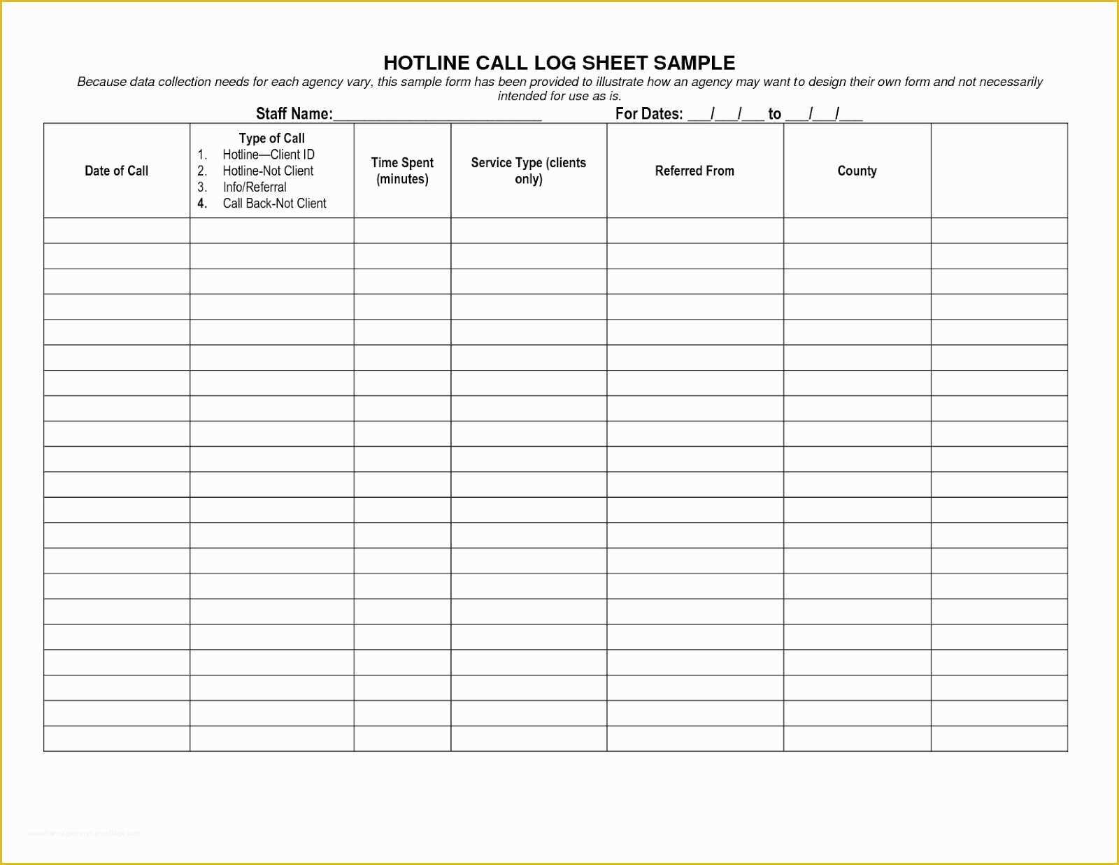 Call List Template Free Of Printable Call Log Templates In Excel Excel Template