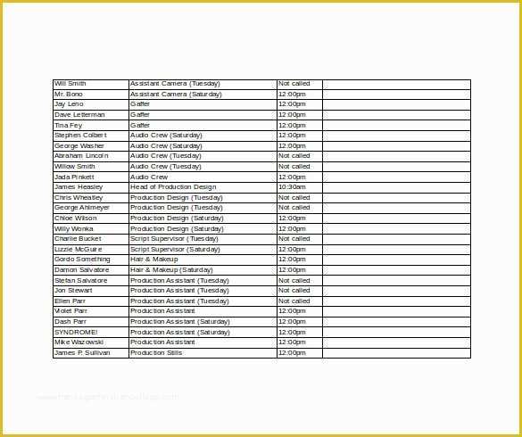 Call Sheet Template Free Of 10 Ms Word format Sheet Templates Free Download