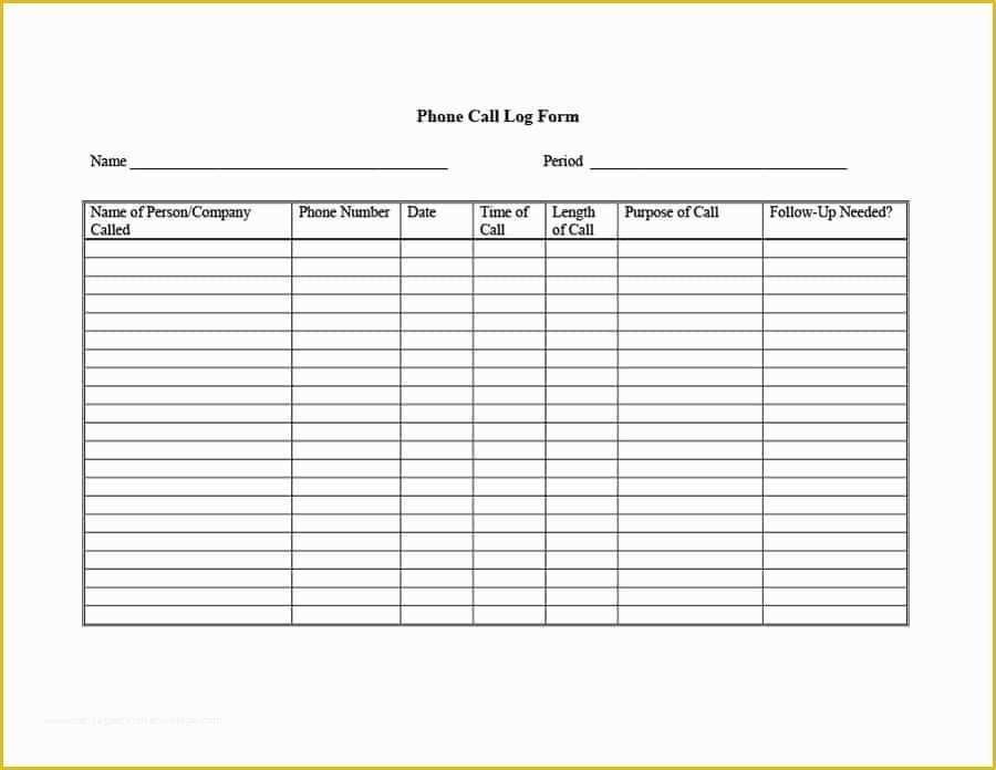 Call Sheet Template Free Of 40 Printable Call Log Templates In Microsoft Word and Excel