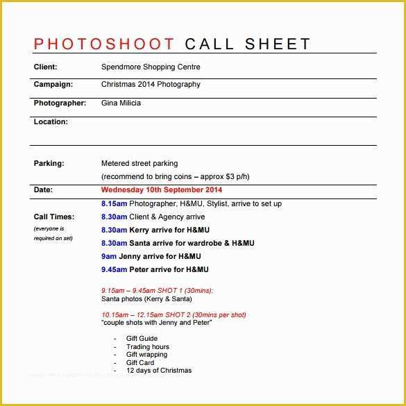 Call Sheet Template Free Of 8 Sample Call Sheet Templates Free Sample Example format