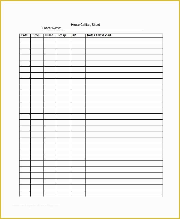 Call Sheet Template Free Of Call Log Sheet Template 11 Free Word Pdf Excel