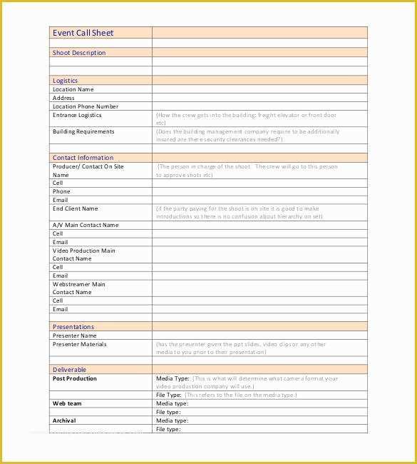 Call Sheet Template Free Of Call Sheet Template 23 Free Word Pdf Documents