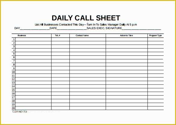 Call Sheet Template Free Of Call Sheet Template 23 Free Word Pdf Documents