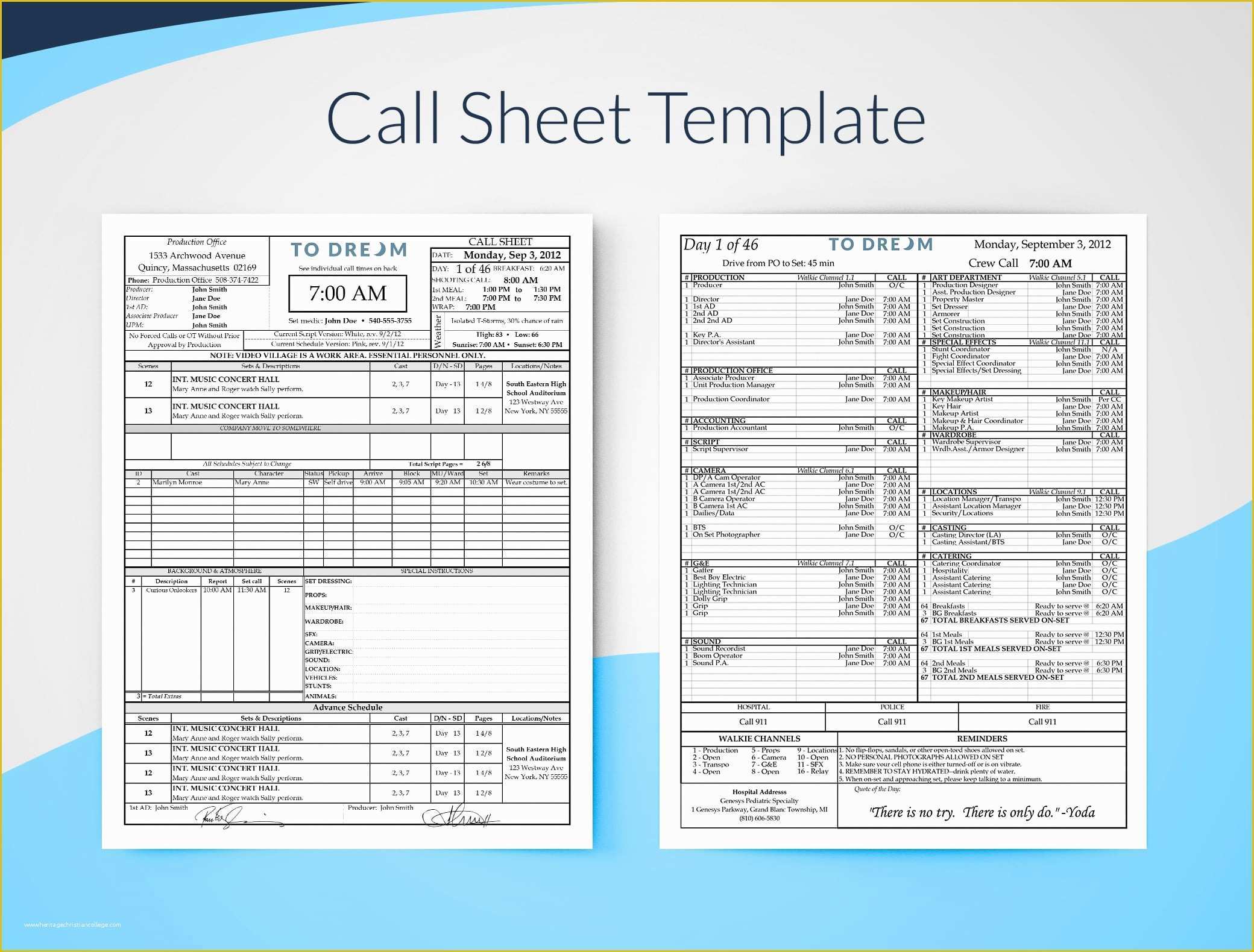 Call Sheet Template Free Of Call Sheet Template for Excel Free Download