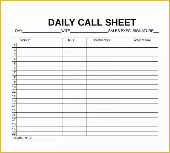 Call Sheet Template Free Of Call Sheet Template