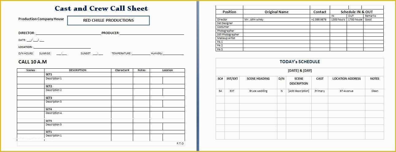 Call Sheet Template Free Of Call Sheet Template