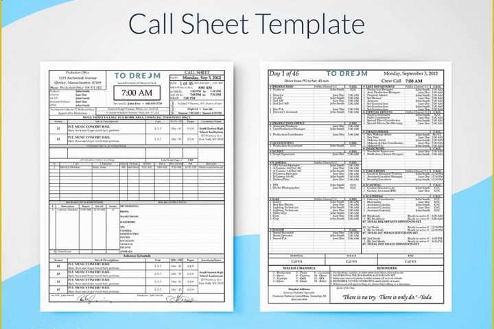 Call Sheet Template Free Of Creating Professional Call Sheets