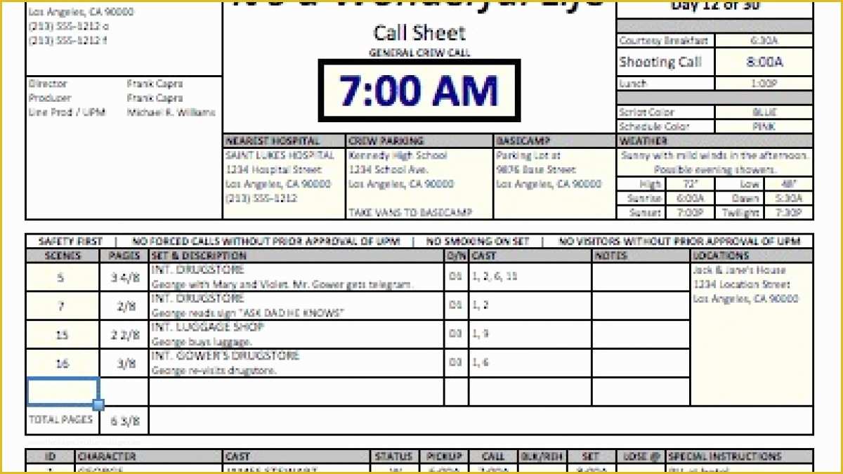 Call Sheet Template Free Of Doc Job Sheet Template Free Download Sample Job