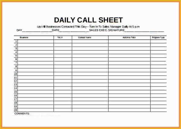 Call Sheet Template Free Of Sales Contact Template Joselinohouse