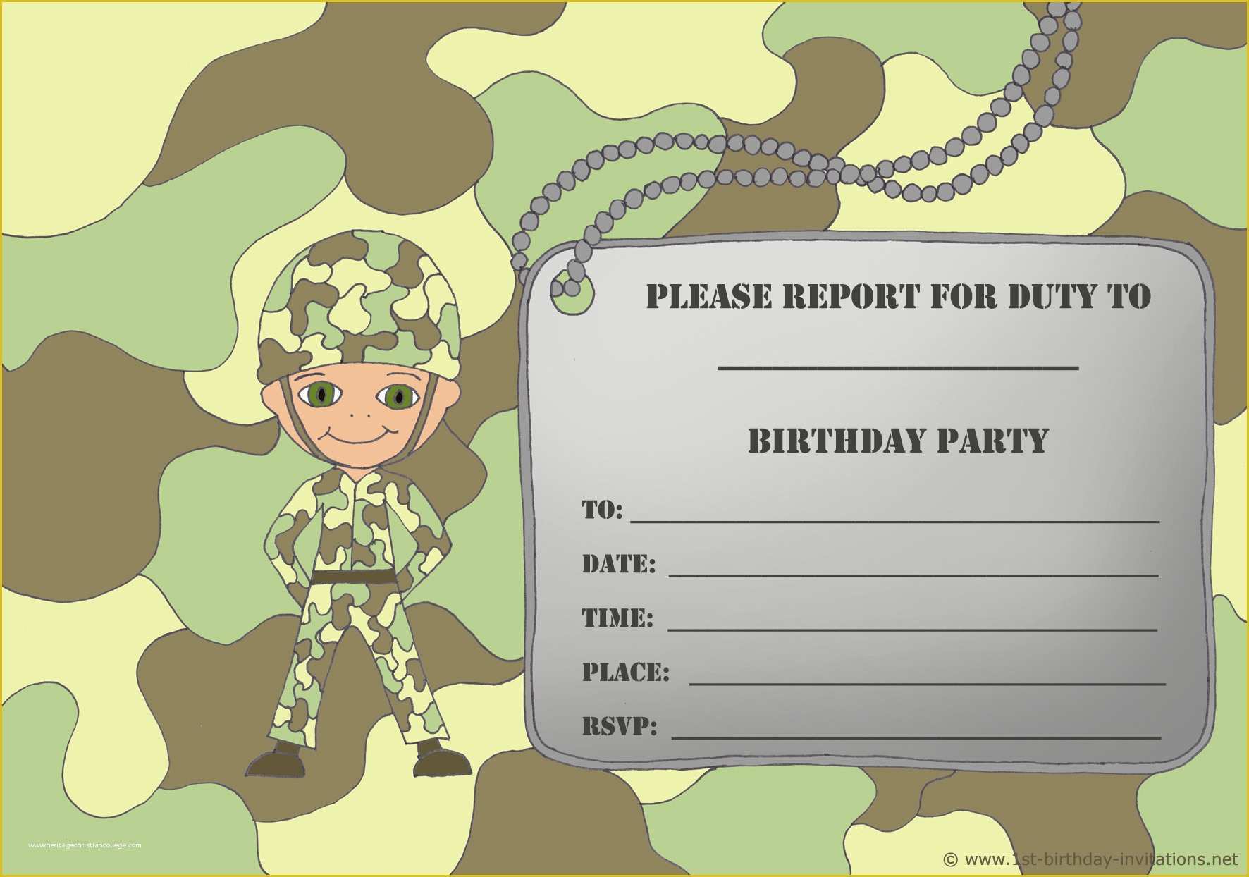 Camouflage Invitations Template Free Of 14 Printable Birthday Invitations Many Fun themes