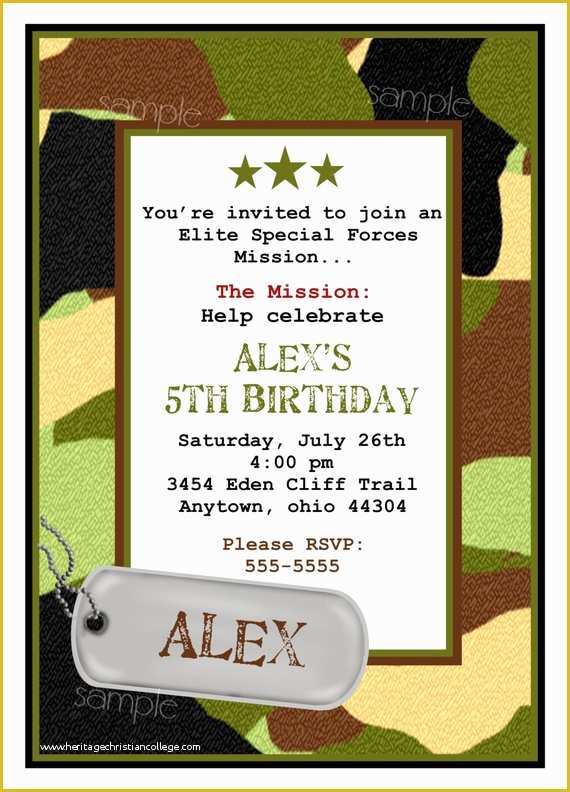 Camouflage Invitations Template Free Of Army Invitations Camo Invitationsarmy Birthday Party