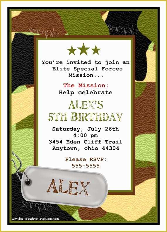 Camouflage Invitations Template Free Of Army Invitations Camo Invitationsarmy Birthday Party