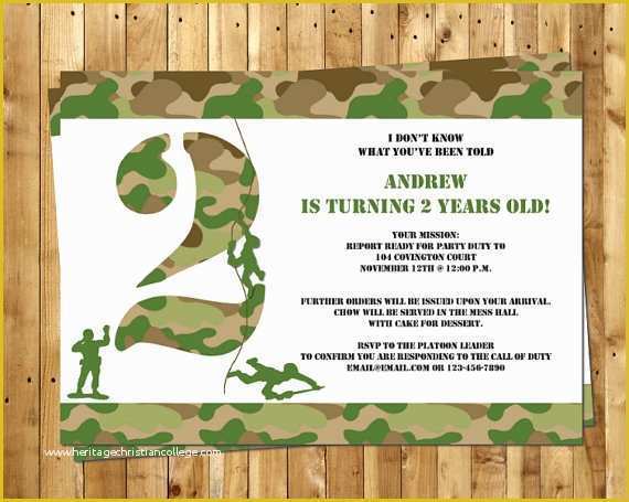Camouflage Invitations Template Free Of Army Men Party Invitation Customized for Your Birthday Party