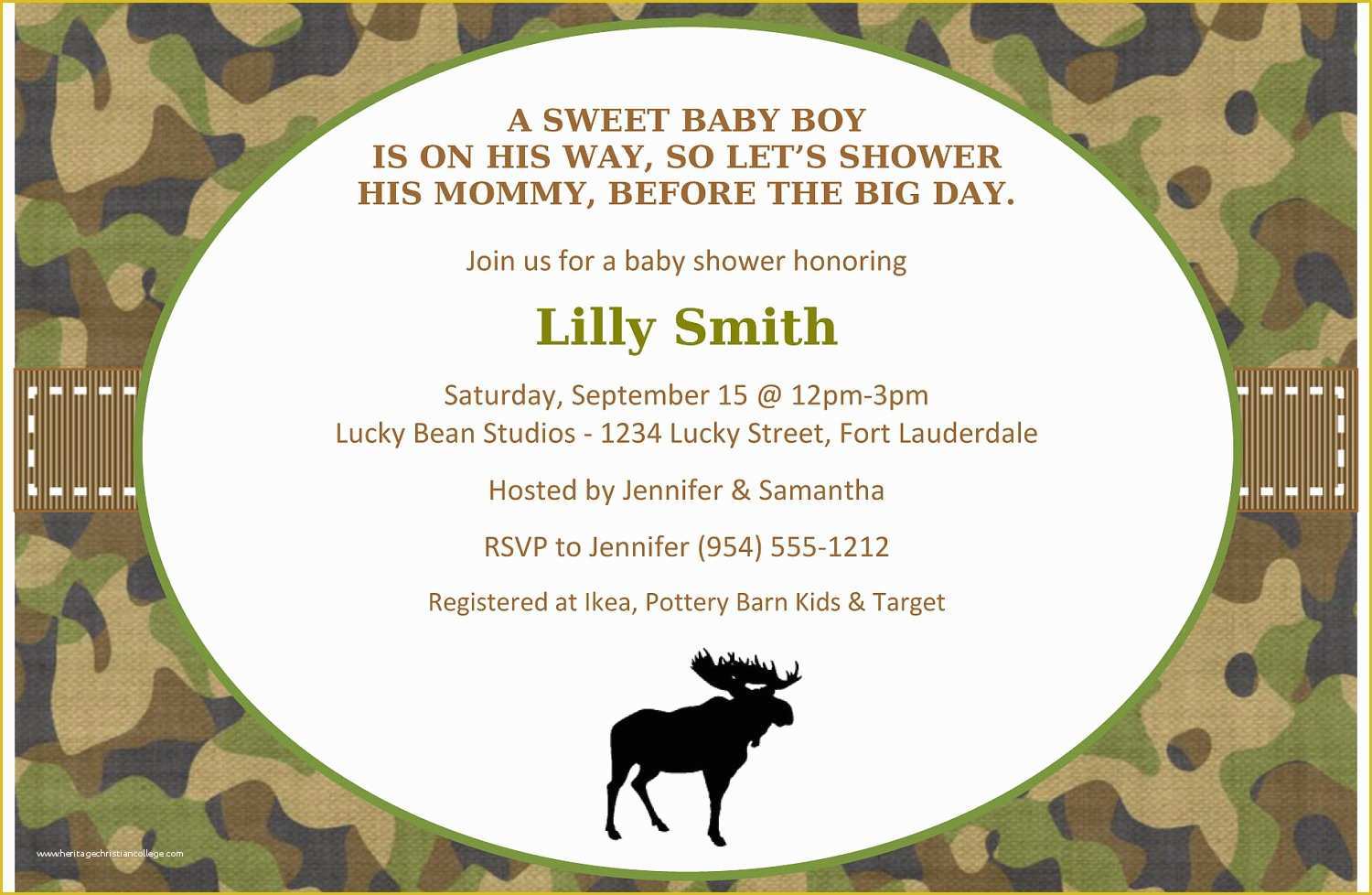 Camouflage Invitations Template Free Of Camo Baby Shower Invitation Template 4x6