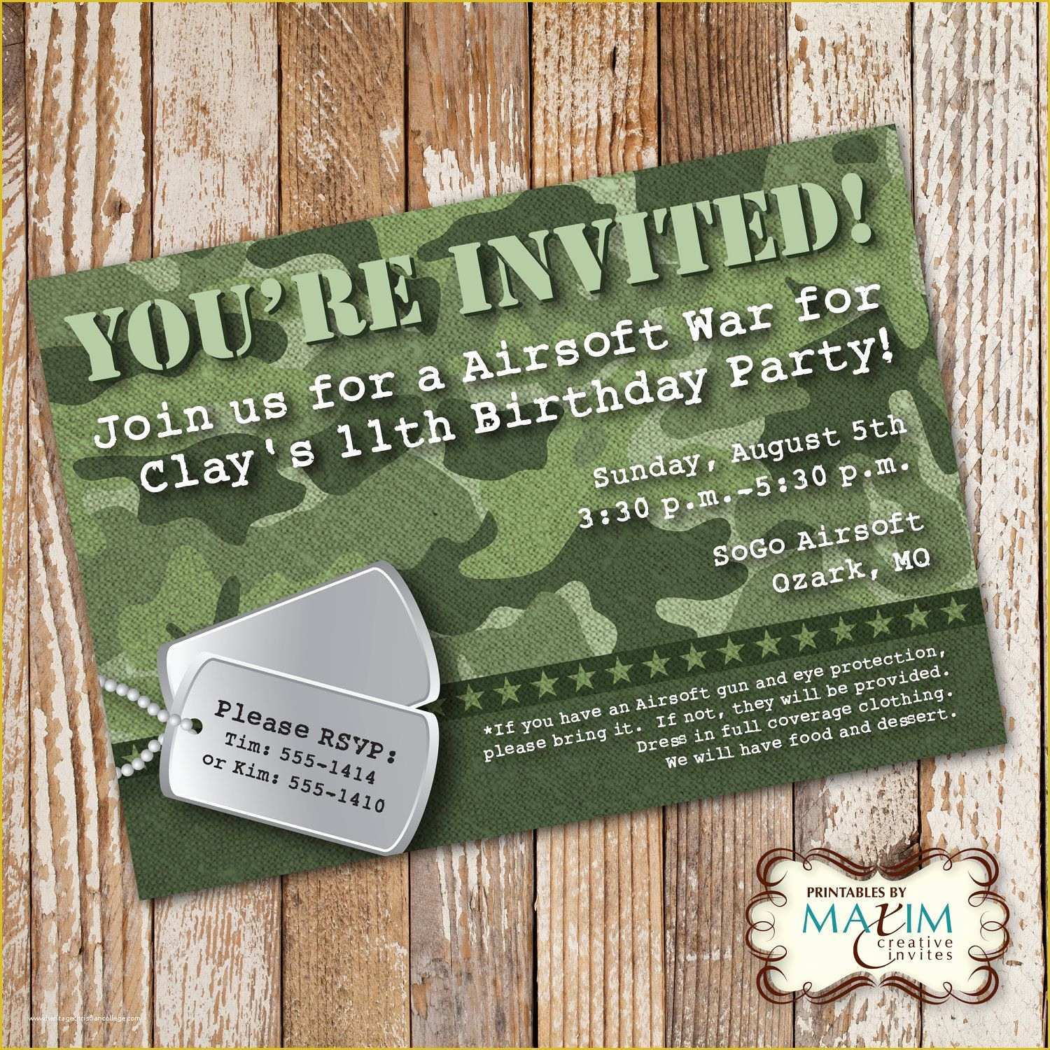 Camouflage Invitations Template Free Of Camo Birthday Invitation Diy Printable Invitation Army