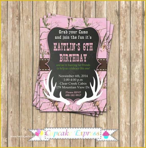 Camouflage Invitations Template Free Of Camo Girl Hunting 6 Birthday Party Printable Invitation 5x7