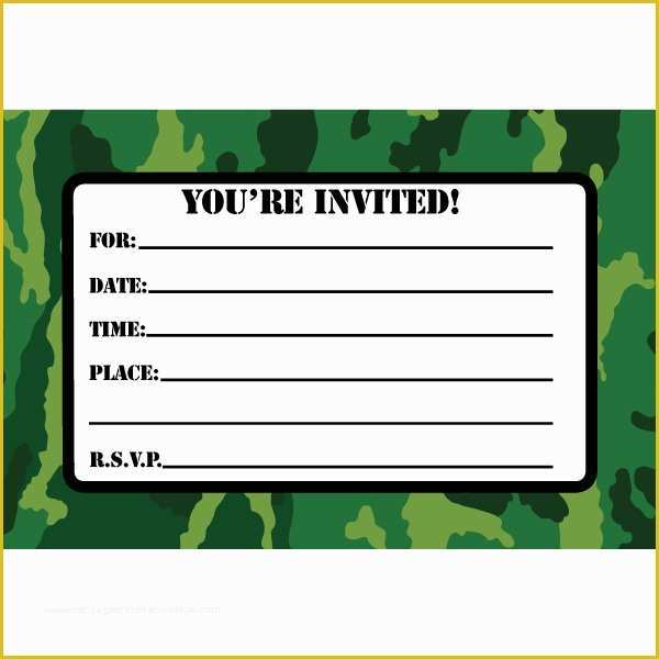 Camouflage Invitations Template Free Of Camo Party Invitations