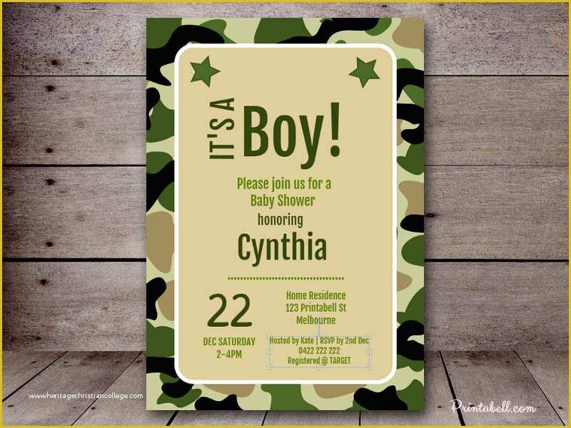 Camouflage Invitations Template Free Of Editable Birthday Invitations – Printabell • Create