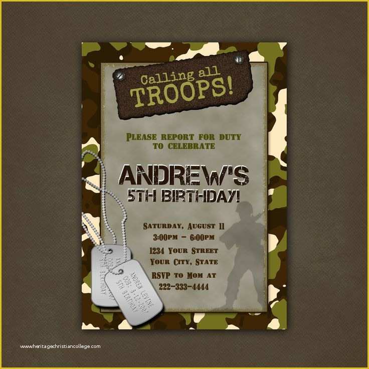 Camouflage Invitations Template Free Of Free Printable Army Birthday Invitations for Kids1
