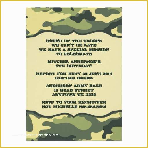 Camouflage Invitations Template Free Of Free Printable Camouflage Invitations