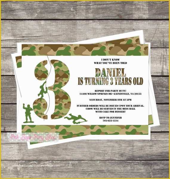 Camouflage Invitations Template Free Of Items Similar to Army Camouflage Invitation Diy Customized