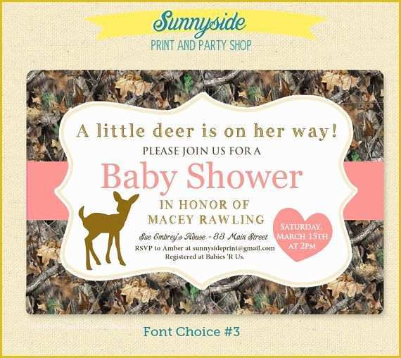 Camouflage Invitations Template Free Of Little Deer Doe Pink Camo Camouflage Baby Girl Shower