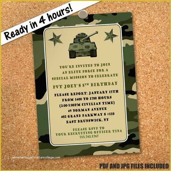 Camouflage Invitations Template Free Of Printable Camouflage Invitation Template Instant by