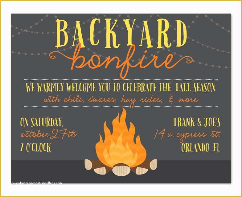 Campfire Invitation Template Free Of Backyard Bonfire Birthday