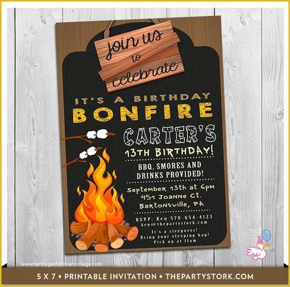 Campfire Invitation Template Free Of Bonfire Invitation Bonfire Party Invitation Bonfire