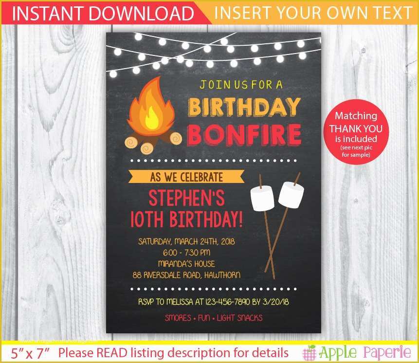 Campfire Invitation Template Free Of Bonfire Invitation Camp Invitation Bonfire Party