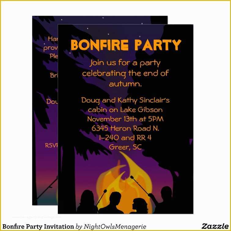 Campfire Invitation Template Free Of Bonfire Party Invitation