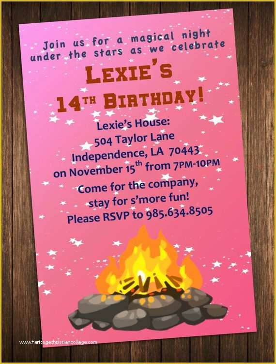 Campfire Invitation Template Free Of Bonfire Party Invitation Outdoor Campfire Birthday Party