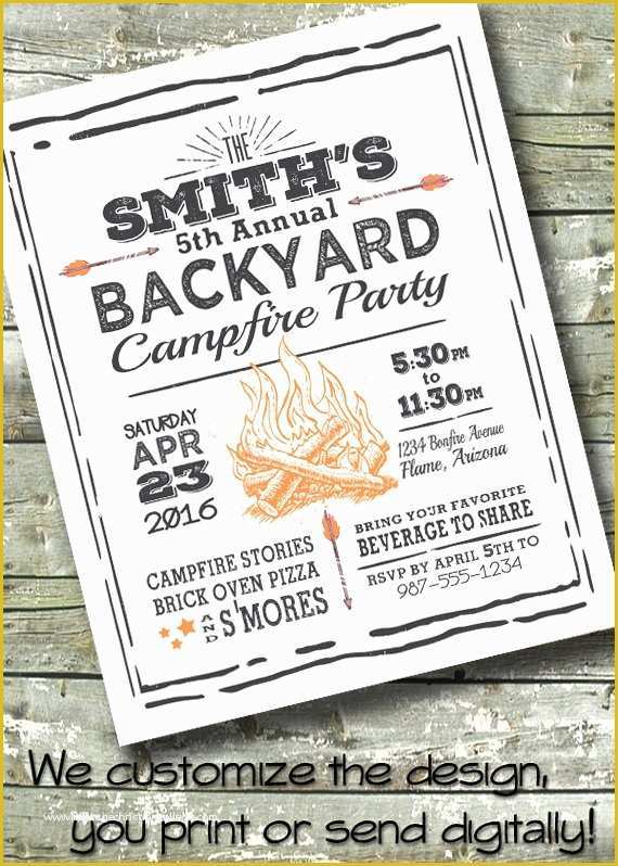 Campfire Invitation Template Free Of Campfire Party Adult Invitation Bonfire 5x7 Invite