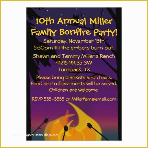 Campfire Invitation Template Free Of Campfire Party Invitation