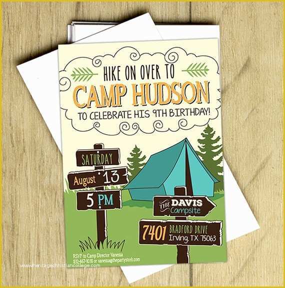 Campfire Invitation Template Free Of Camping Birthday Invitation Camping Birthday Party Invite