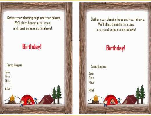 Campfire Invitation Template Free Of Camping Birthday Invitations