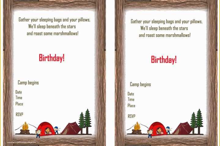 Campfire Invitation Template Free Of Camping Birthday Invitations