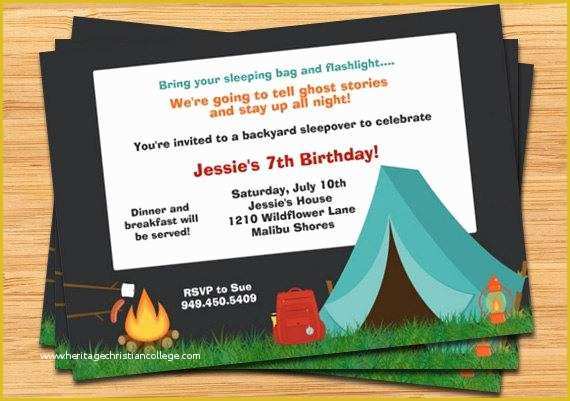 Campfire Invitation Template Free Of Camping Birthday Party Invitation Campfire Tent and Fully