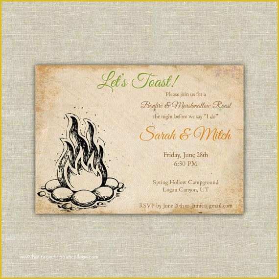 Campfire Invitation Template Free Of Printable Rehearsal Dinner Invitation Campfire Bonfire