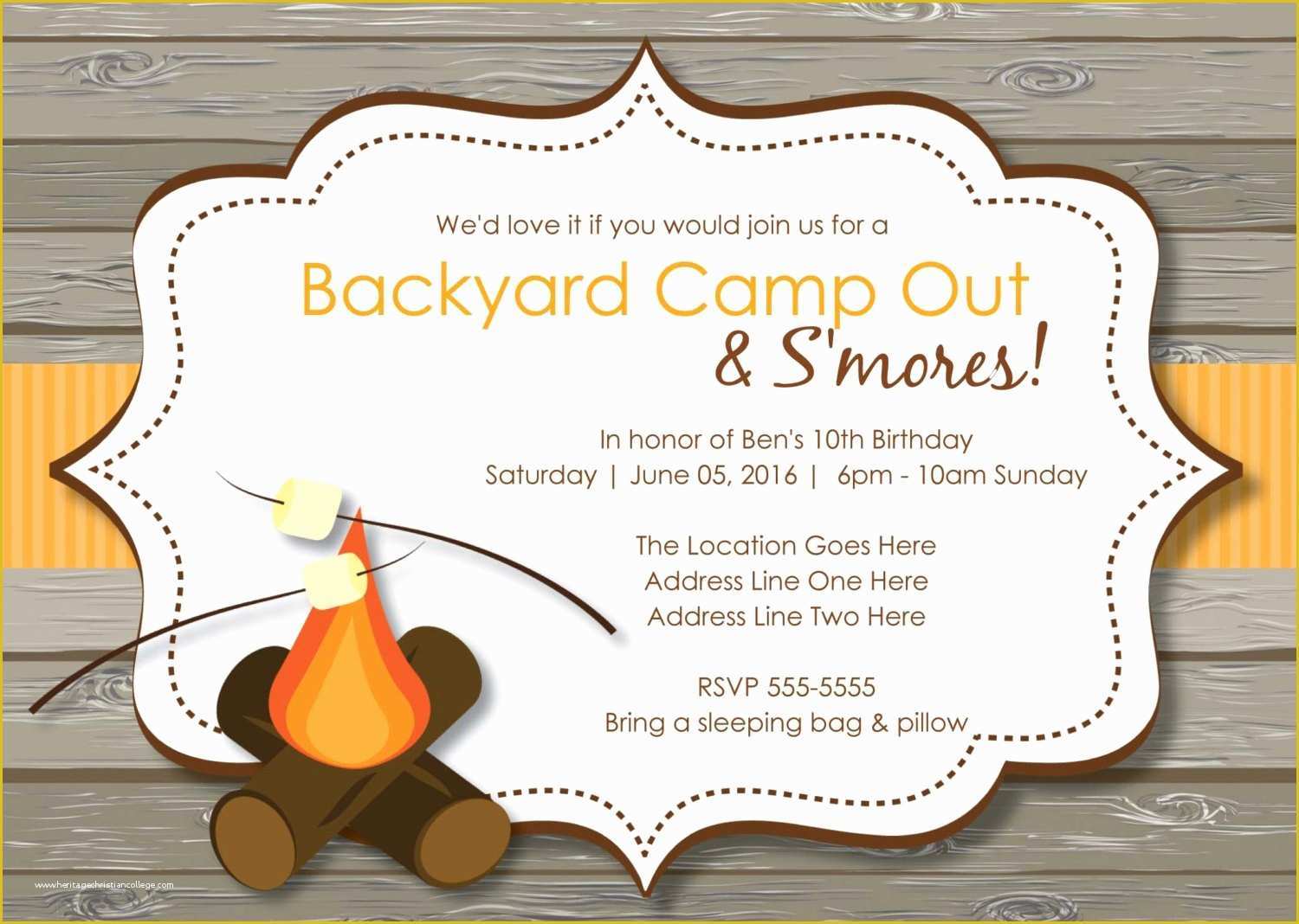 Campfire Invitation Template Free Of Rustic S Mores Camp Out Invitations Bonfire by Shysocialites
